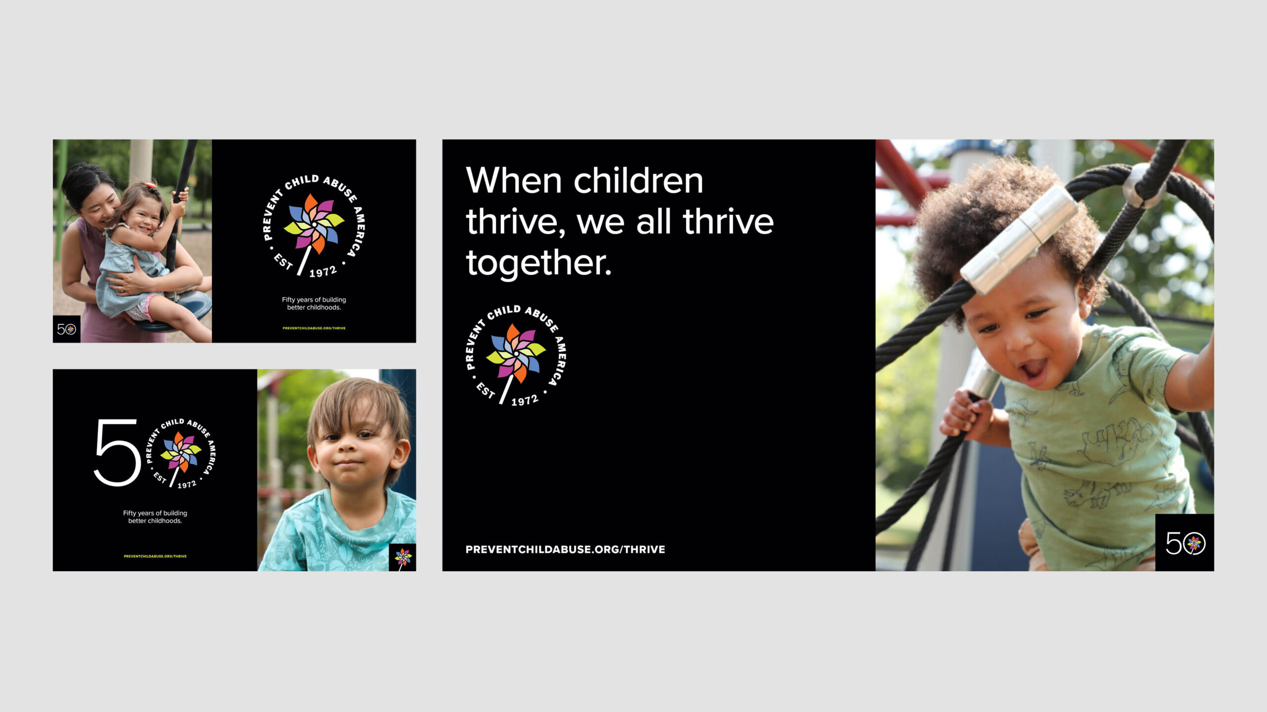 Ads for the Prevent Child Abuse America 50th Anniversary campaign